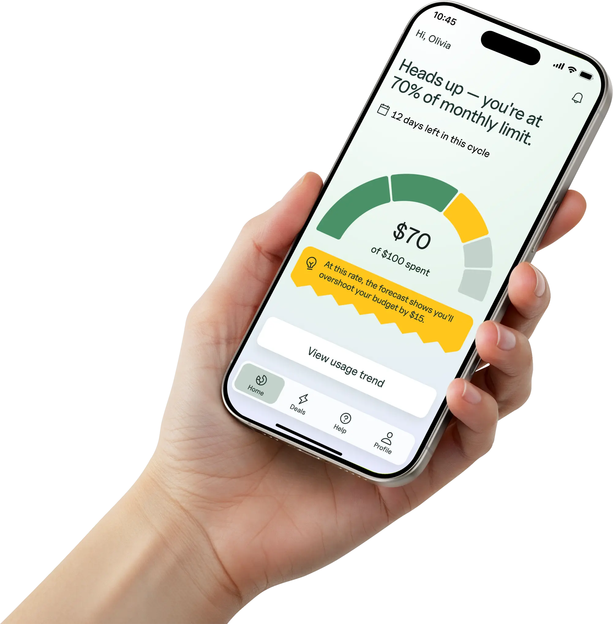 Phone with PowerAlert app